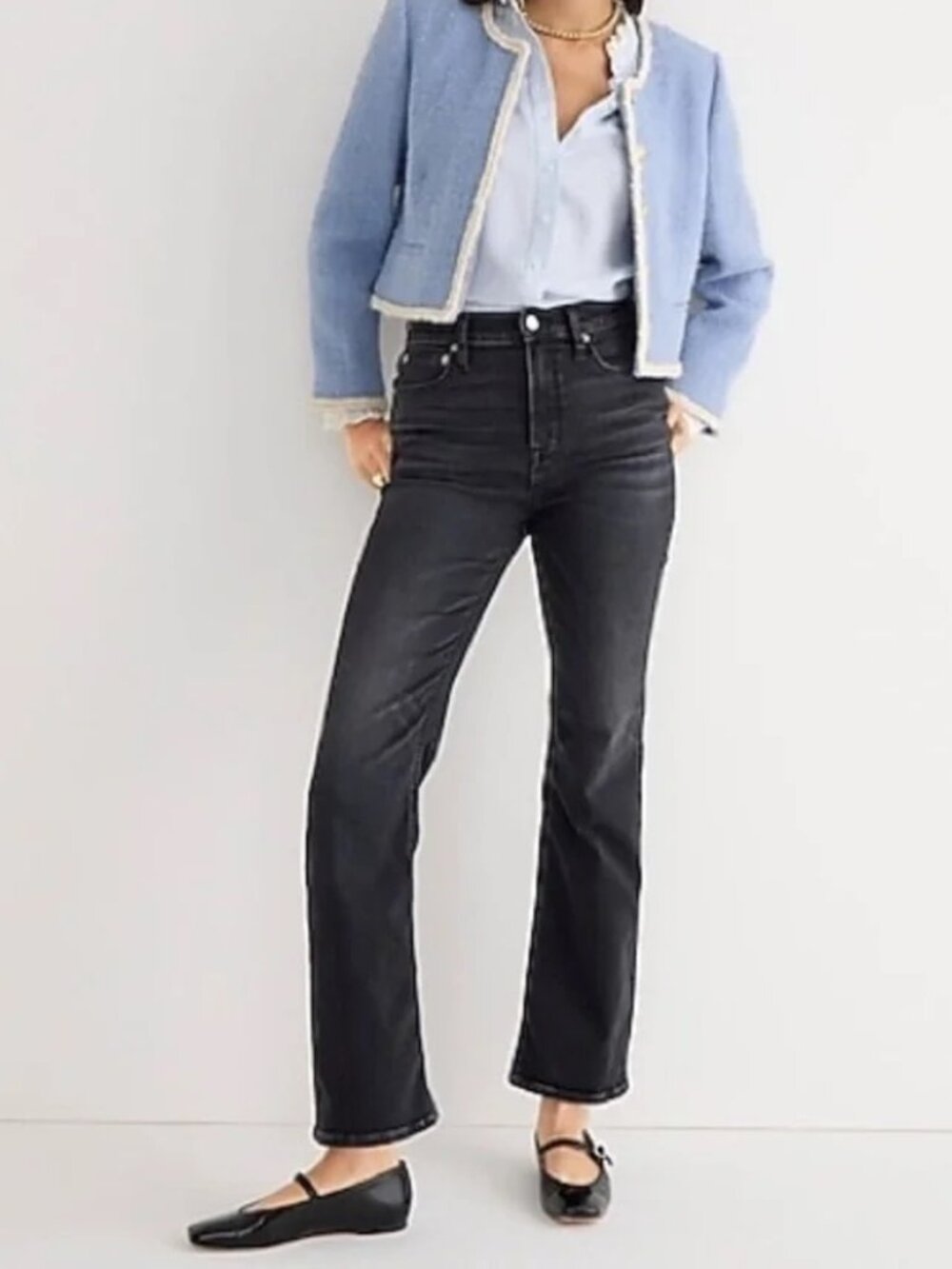 J Crew High Rise Slim Demi Boot Jean in Charcoal Wash